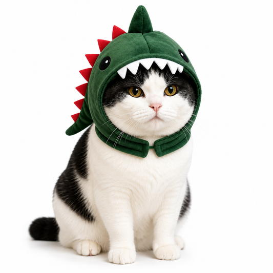 Purrasaur™ – Cozy Dinosaur Hood for Cats